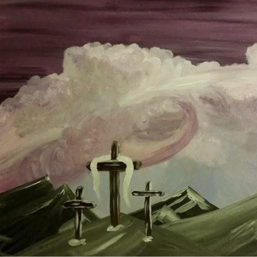 Tranquil Landscape with Crosses Art Print